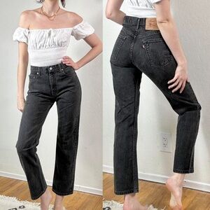 VINTAGE SLIM STRAIGHT Faded Black Jeans Size 24